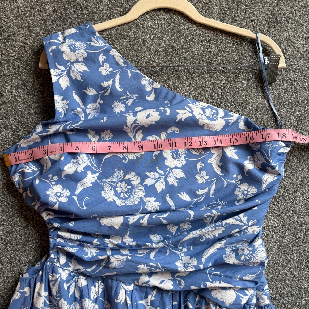 NWOT Abercrombie & Fitch Floral One-Shoulder Blue Maxi Dress size Large Petite - Picture 8 of 11